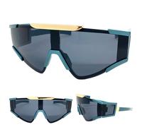 Occhiali Da Sole Retro Hip Hop Classici Oversize Telaio Grande Teal Lenti Scure