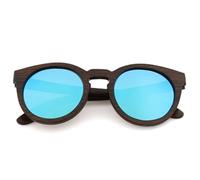 Occhiali da sole retrò in bambù marrone, colori alla moda e classici, occhiali polarizzati UV400, blu ghiaccio, senza custodia.