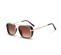 Occhiali da sole retrò punk in metallo 2026 per uomo con occhiali da sole a doppio raggio con schermi laterali per proteggere dai raggi UV, C7, Taglia unica