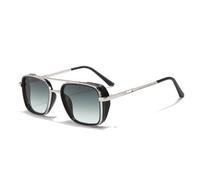 Occhiali da sole retrò punk in metallo 2026 per uomo con occhiali da sole a doppio raggio con schermi laterali per proteggere dai raggi UV, C2, Taglia unica