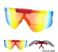 Occhiali Da Sole Retro Sportivi A Rete Oversize Con Lenti Flip Up Oro