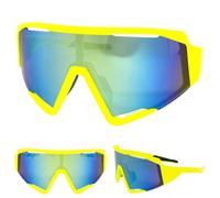 Occhiali Da Sole Retro Sportivi A Rete Oversize Con Montatura Gialla Grande