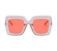 Occhiali Da Sole Rhinestone - 14.6x4,9 Cm, Occhiali Da Sole Di Grandi Dimensioni | Quadrato Decorativo - Bicchieri Di Diamanti Unisex Quadrati | Grandi Della Cornice Di Grands Quadrati Per Le Ra