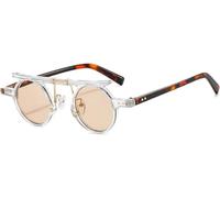 Occhiali da sole rotondi punk 2025 per le donne uomini moda grigio chiaro oceano lente occhiali da sole femminile multicolore di lusso rivetti occhiali