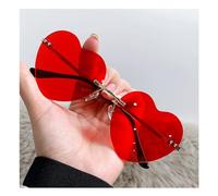 Occhiali da sole senza montatura a forma di cuore, con funzione di protezione UV, leggeri e comodi, adatti per l'ombra all'aperto(Red,13.8 * 4.8cm)