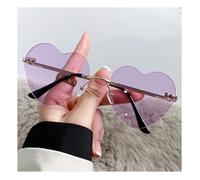 Occhiali da sole senza montatura a forma di cuore, con funzione di protezione UV, leggeri e comodi, adatti per l'ombra all'aperto(Purple,13.8 * 4.8cm)