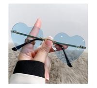 Occhiali da sole senza montatura a forma di cuore, con funzione di protezione UV, leggeri e comodi, adatti per l'ombra all'aperto(Blue,13.8 * 4.8cm)