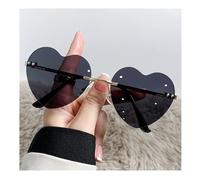 Occhiali da sole senza montatura a forma di cuore, con funzione di protezione UV, leggeri e comodi, adatti per l'ombra all'aperto(Black,13.8 * 4.8cm)