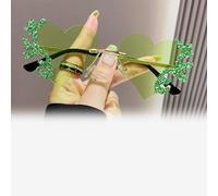 Occhiali da sole senza montatura a forma di cuore, dotati di funzione di protezione UV, comodi e resistenti, adatti per l'ombra all'aperto(green,14.4 * 5.5cm)