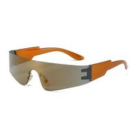 Occhiali da sole senza montatura con protezione UV400 per uomo e donna, stile punk, abbigliamento quotidiano, regalo per feste in spiaggia, Tè/Film d'oro