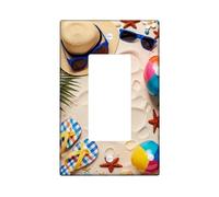Occhiali da sole singolo Rocker Light Switch Cover,Summer Tropical Hat Infradito Estate Blu Plastica Standard Dimensioni Interruttore Piastra Decorativa per Nuovo Appartamento Casa Camera Da Letto