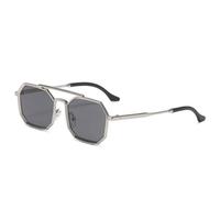 Occhiali da sole Steampunk a doppio ponte per uomo e donna. Occhiali da sole alla moda per viaggi all'aperto e stile urbano., nero argento, 142*140*53 mm