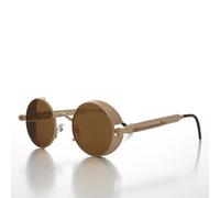 Occhiali Da Sole Steampunk Rotondi In Oro Con Lenti Marroni - Orwell