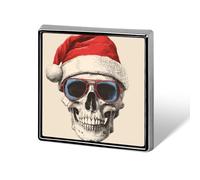 Occhiali da sole teschio di Natale cappello di Babbo Natale divertente unisex spille e spilli quadrati leggeri risvolto distintivo gioielli per abbigliamento scialle cappello