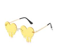 Occhiali da sole unici a forma di cuore che si sciolgono, eleganti occhiali da vista per feste e spiaggia, con protezioni solari, uso quotidiano, occhiali da sole a forma di cuore, Giallo