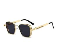 Occhiali da sole unisex classici con montatura quadrata, da donna e da uomo, stile vintage punk, alla moda, per la guida, per la vita quotidiana, grigio oro