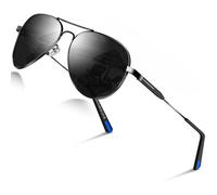 Occhiali da sole Uomo Polarizzati Donna Pilota Nero Disegnatore Protezione UV Riflesso Specchiato Scuro per guida Escursionismo Corsa(Nero)
