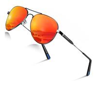 Occhiali da sole Uomo Polarizzati Donna Pilota Nero Disegnatore Protezione UV Riflesso Specchiato Scuro per guida Escursionismo Corsa (Rosso)