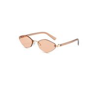 Occhiali da sole vintage a forma di occhio di gatto, senza montatura, poligonali, alla moda e cool, un must per abbinamenti alla moda., CHAMPAGNE