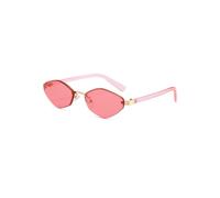 Occhiali da sole vintage a forma di occhio di gatto, senza montatura, poligonali, alla moda e cool, un must per abbinamenti alla moda.,Rosa
