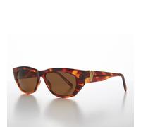 Occhiali Da Sole Vintage Chunky Con Bling Dorato Tartaruga / Lenti Marroni - Val