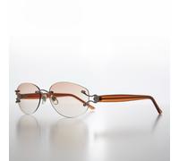 Occhiali Da Sole Vintage Con Lenti Ovali Marroni Senza Montatura E Strass - RUBY