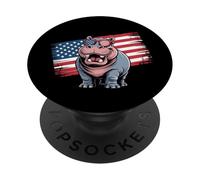 Occhiali da sole vintage ippopotamo bandiera USA PopSockets PopGrip Adesivo