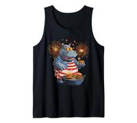 Occhiali da sole vintage ippopotamo patriottico USA bandiera americana Canotta