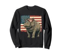 Occhiali da sole vintage ippopotamo patriottico USA bandiera americana Felpa