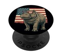 Occhiali da sole vintage ippopotamo patriottico USA bandiera americana PopSockets PopGrip Adesivo
