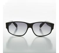 Occhiali Da Sole Vintage Mod Rectangolari Larghi Nero Opaco - Fez