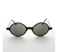 Occhiali Da Sole Vintage Mod Round Nero Con Montatura E Lenti Verdi - Ashton