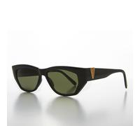 Occhiali Da Sole Vintage Neri Chunky Con Bling Dorato E Lenti Verdi - Val