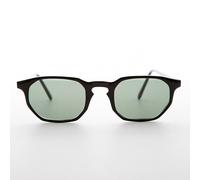 Occhiali Da Sole Vintage Polygon Piccolo Telaio Nero Con Ponte A Chiave - Davis