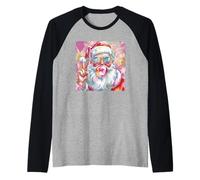 Occhiali da Sole Vintage retrò Babbo Natale Rosa Bubble Gum Maglia con Maniche Raglan