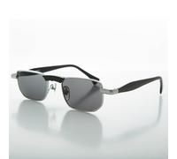 Occhiali Da Sole Vintage Slim Argento E Nero Rettangolari - Hank