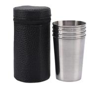 Occhiali da tiro in acciaio - bicchieri da bere | Tazze di salsa a immersione | 4 alimentare in acciaio inox tazza d'acqua | bottiglia d'acqua impilabile con sacchetto di pelle spazio risparmio