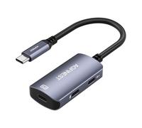Occhiali da USB C ad AR con adattatore di ricarica abilitano funzionalità video VR 3D multi-schermo migliorate compatibili per iPhone 15/16 Viture/Rokid/Xreal AR Glasses (Dual USB C)