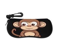 Occhiali da vista a forma di scimmia marrone con cerniera e gancio per appendere, custodia portatile per occhiali da vista per miopia, astuccio da viaggio per occhiali da sole per uomo e donna.