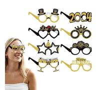Occhiali di Capodanno,Occhiali di buon anno,Occhiali da vacanza portatili 8X per il nuovo anno - Cornici per occhiali per eventi, occhiali accessori per cabina foto, decorazioni di buon anno p