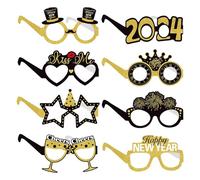 Occhiali di Capodanno,Occhiali di Capodanno, 8X Occhiali da sole di carta di Capodanno, Cornici per occhiali per eventi leggeri, decorazioni fotografiche, decorazioni di buon anno per il