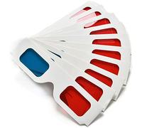 Occhiali di carta 3D, anaglifo rosso e ciano, cornice in cartone bianco, 50 paia