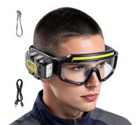 Occhiali di sicurezza a LED - Occhiali per fari | USB ricaricabile, control | Sensore di gesti, batteria da 1200 mAh, 3 sorgenti luminose, modalità bianca e gialla, per corsa notturna, campeggio, pesca