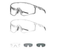 Occhiali di sicurezza polarizzati fotocromatici UV400, resistenti agli urti, lenti in PC, resistenti agli urti, per sport e lavoro, transizione rapida in 2 secondi (bianco + grigio)