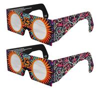 Occhiali Eclipse Solare Omologati ISO 12312-2 CE EPI | Lenti per Eclipse Solare | Produttore europeo riconosciuto AAS | Eclipse Total España 2026 | Sunburst | Confezione da 2