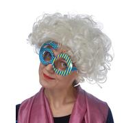 PartyDeco- Occhiali a Forma di Numero 60", con Pois e Righe, Colore Azzurro/Giallo, OKR9-60