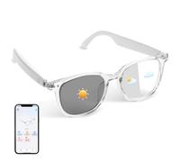 Occhiali intelligenti Bluetooth da donna, occhiali da traduzione AI, supporta oltre 110 lingue, altoparlanti con microfono integrato, lenti che cambiano colore, montatura trasparente con protezione UV