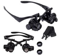 OCCHIALI LENTE INGRANDIMENTO 20X LUCE LED MONOCOLO LAVORI PRECISIONE OROLOGIAIO