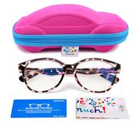 Occhiali luce blu per bambini e ragazze con bella custodia per auto, protezione UV400, anti raggi blu da 3 a 12 anni, Leopardato, Age3-10