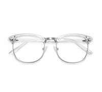 Occhiali Luce Blu per Uomini e Donne, Blocco 99% Luce Blu per Gioco per Computer Televisione, Telefono, Mezza Telaio, Argento trasparente, m